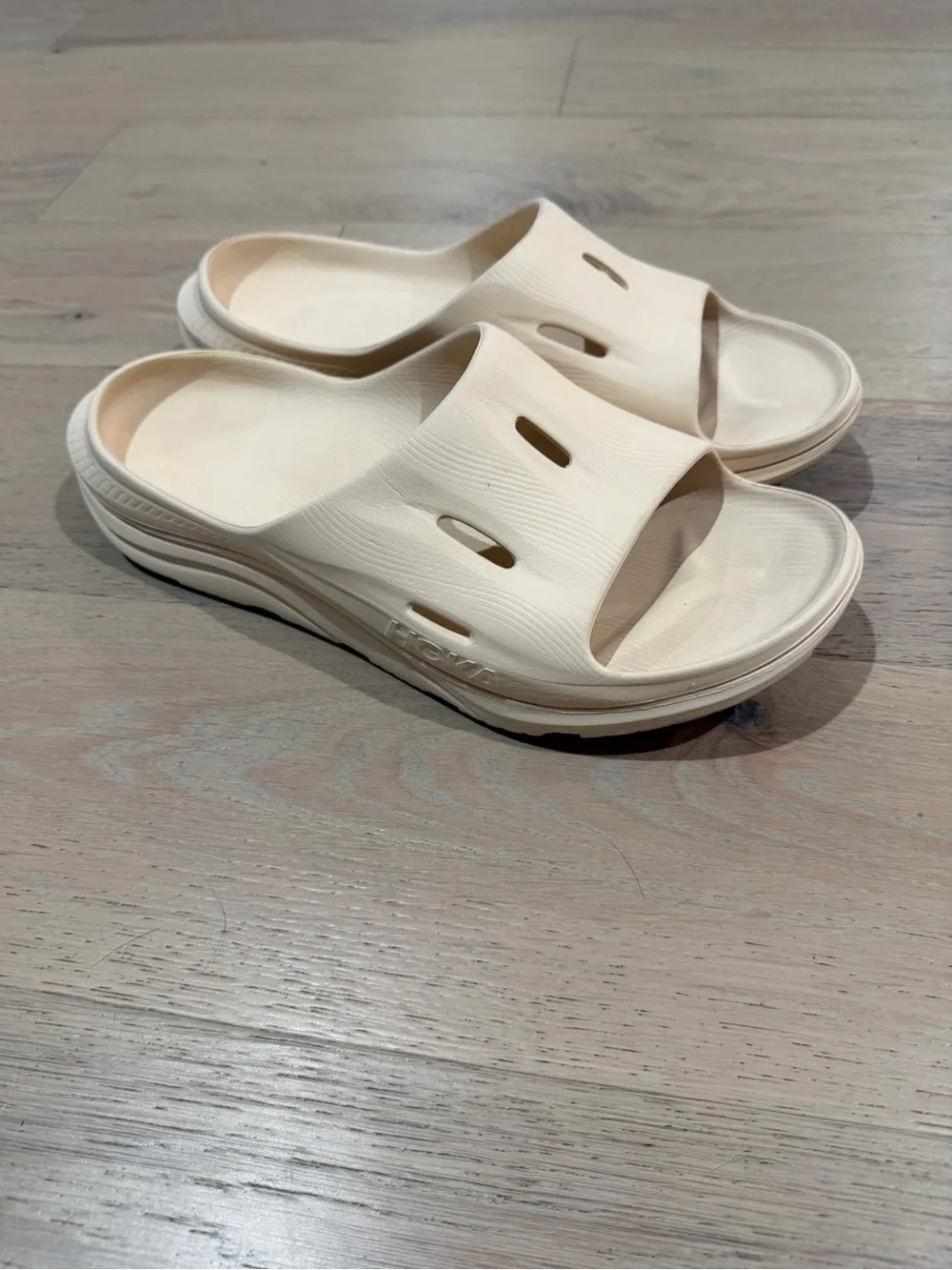 Hoka Cream Slide Sandals